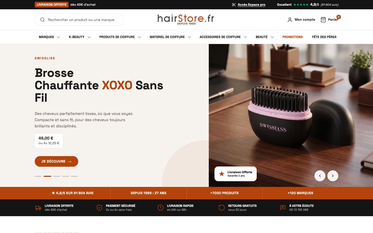 Nouvelle page d’accueil du storefront headless HairStore